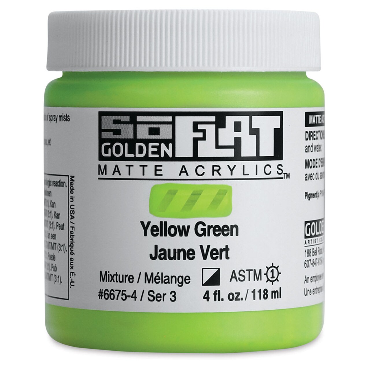 Golden SoFlat Matte Acrylic Paint - Yellow Green, 118 ml, Jar